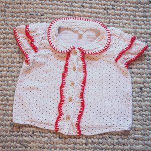 Button-Up Girl's Blouse with Ruffled Sleeves 3-4T